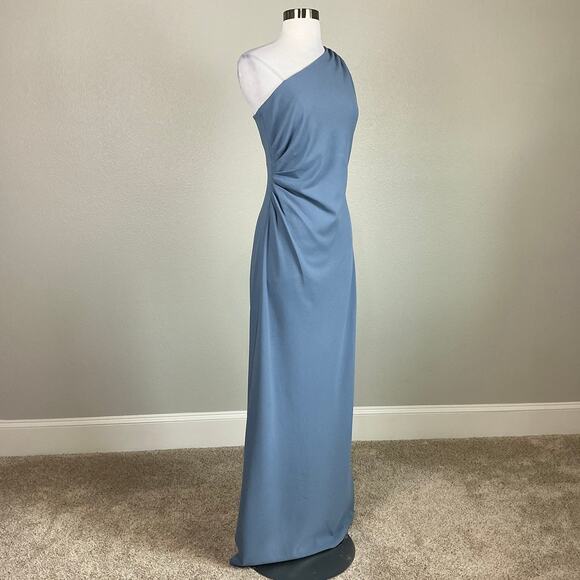 Sachin & Babi One Shoulder Long Column Evening Gown Slate Blue Size 12 Dress - Picture 3 of 12